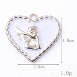 10pcs Heart Tiny Angel Charms Silver Plated Metal Wings Pendants