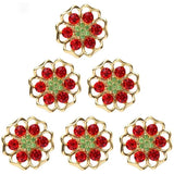 10Pcs 21mm Red Flower Alloy Rhinestone Shank Base Sewing Fitting