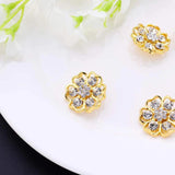 10Pcs 21mm Red Flower Alloy Rhinestone Shank Base Sewing Fitting