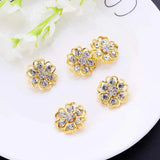 10Pcs 21mm Red Flower Alloy Rhinestone Shank Base Sewing Fitting
