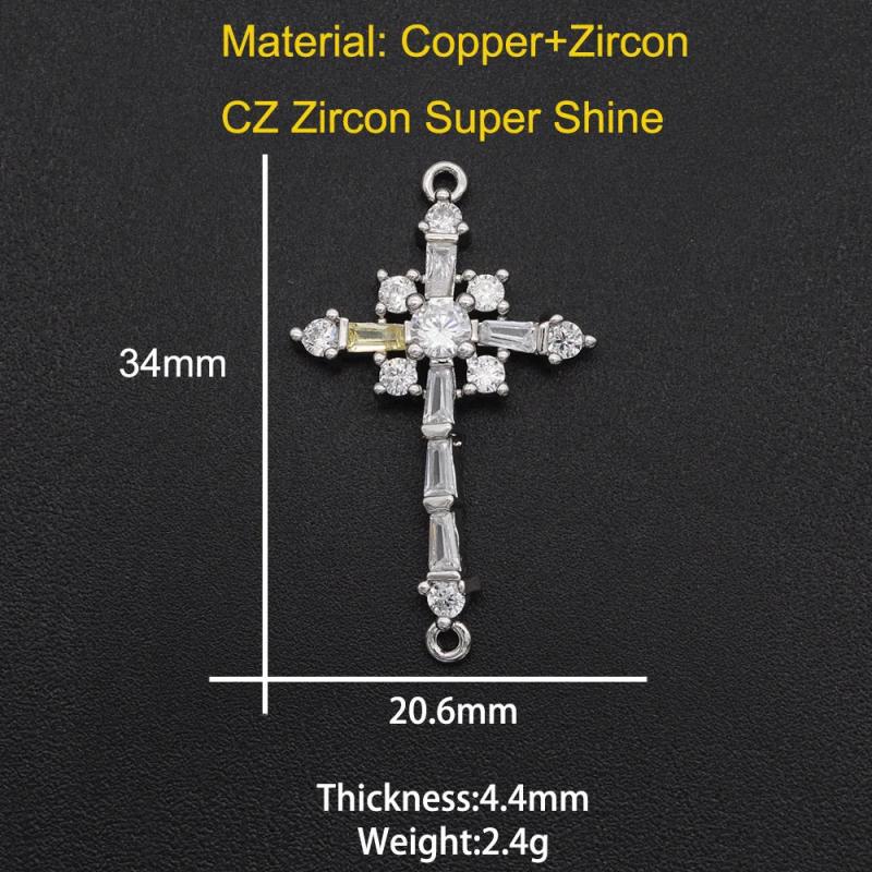 CZ Zircon Cross Charm Pendant Necklace Making Charms Supplies