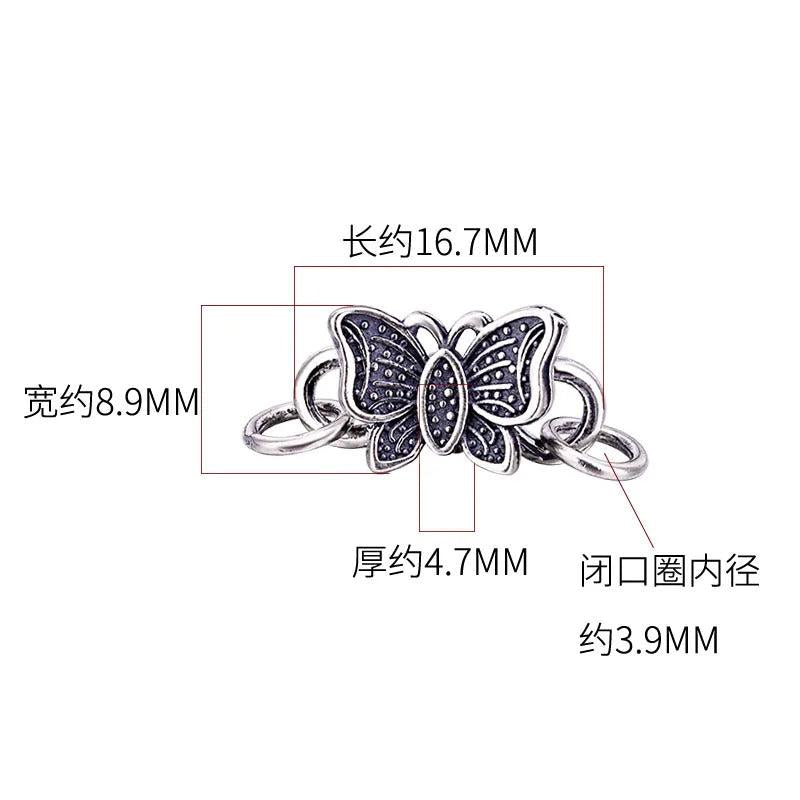 925 Sterling Silver Thai Silver Butterfly Button Bracelet Accessories