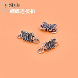 925 Sterling Silver Thai Silver Butterfly Button Bracelet Accessories