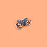 925 Sterling Silver Thai Silver Butterfly Button Bracelet Accessories