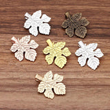 10 PCS Brass Filigree Leaf Hair Clips for DIY Accessories