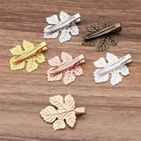 10 PCS Brass Filigree Leaf Hair Clips for DIY Accessories