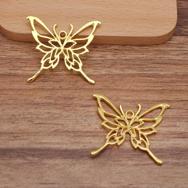 20pcs Silver Plated Butterfly Pendant for Jewelry Making