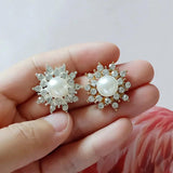 10 PCS 23*24mm Rhinestone Pearl Flower Accessories for Jewelry Making