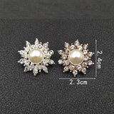 10 PCS 23*24mm Rhinestone Pearl Flower Accessories for Jewelry Making