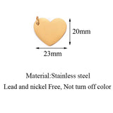 5pcs Stainless Steel Heart Charms Pendant DIY Necklace Accessories