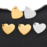 5pcs Stainless Steel Heart Charms Pendant DIY Necklace Accessories