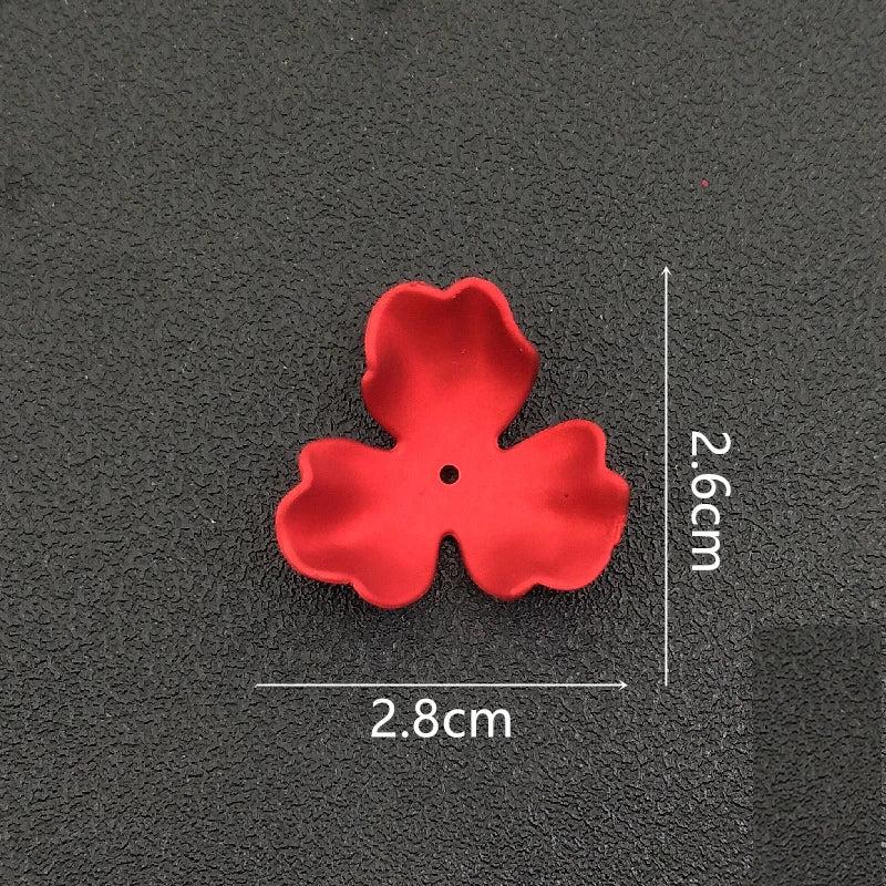 20 PCS Red Petals Acrylic Flowers Bead Caps DIY Jewelry Accessories