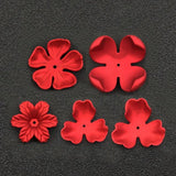 20 PCS Red Petals Acrylic Flowers Bead Caps DIY Jewelry Accessories