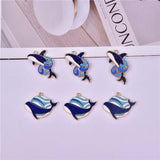 10pcs Glitter Whale Dolphin Enamel Charms for DIY Jewelry Making