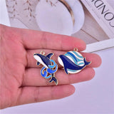 10pcs Glitter Whale Dolphin Enamel Charms for DIY Jewelry Making