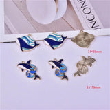 10pcs Glitter Whale Dolphin Enamel Charms for DIY Jewelry Making