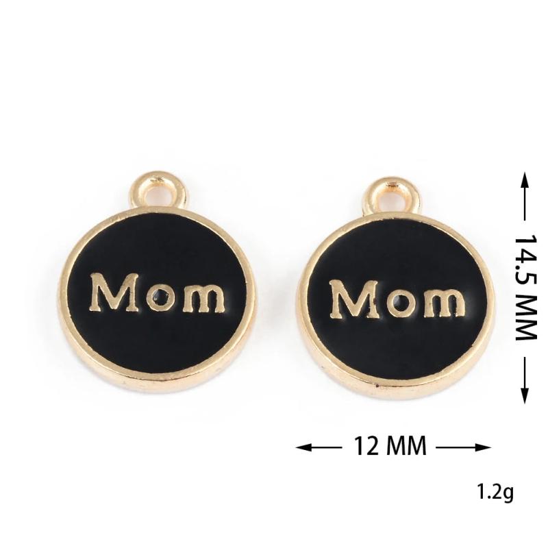 20pcs Round Mom Drop Oil Charms Pendant for DIY Jewelry Making