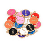 20pcs Round Mom Drop Oil Charms Pendant for DIY Jewelry Making