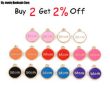 20pcs Round Mom Drop Oil Charms Pendant for DIY Jewelry Making