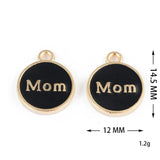 20pcs Round Mom Drop Oil Charms Pendant for DIY Jewelry Making