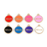 20pcs Round Mom Drop Oil Charms Pendant for DIY Jewelry Making