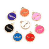 20pcs Round Mom Drop Oil Charms Pendant for DIY Jewelry Making