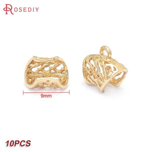 10PCS 9MM High 24K Brass Necklace Charms Pendants Connect Clasps Jewelry Making