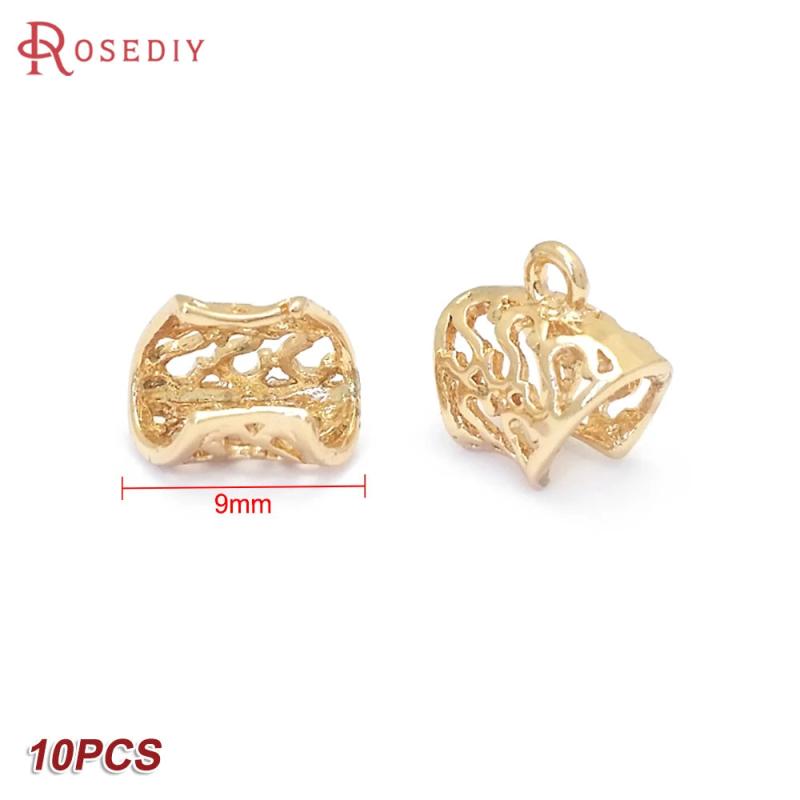 10PCS 9MM High 24K Brass Necklace Charms Pendants Connect Clasps Jewelry Making