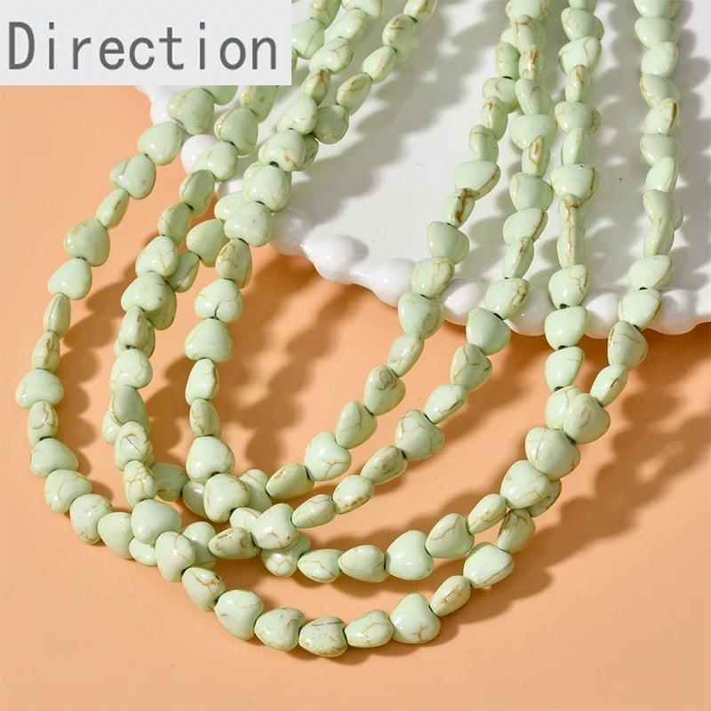 8mm Turquoise Peach Heart Beads for DIY Jewelry, 50pcs