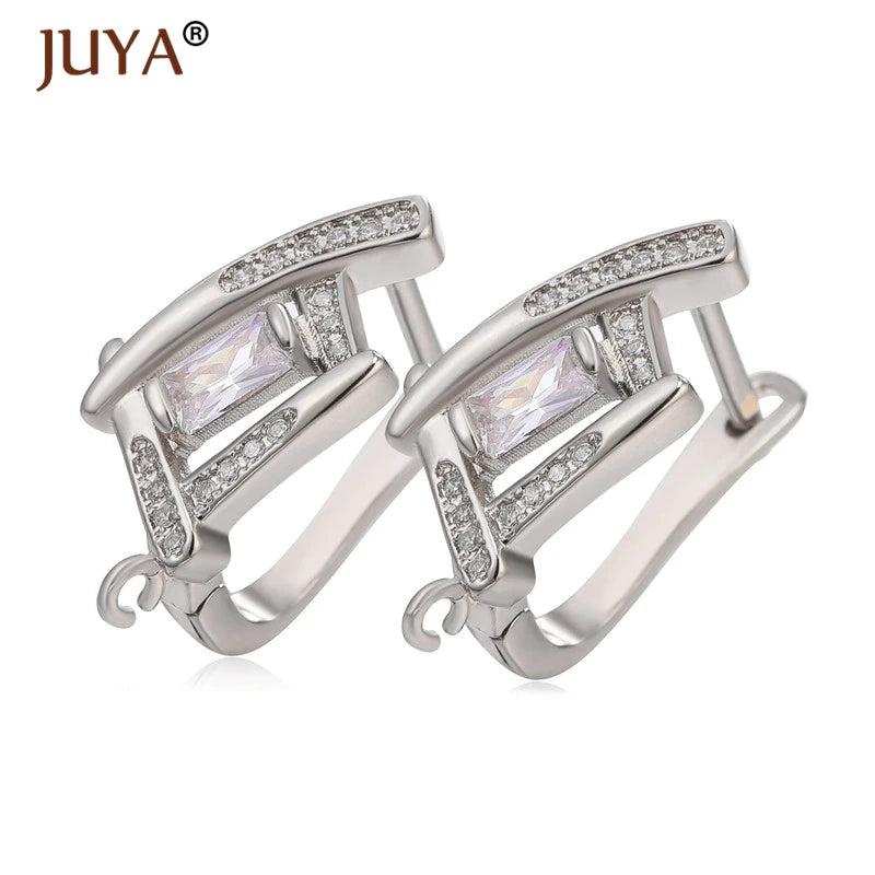 Rose Copper Zircon Crystal Earring Clasp Hooks DIY Earrings Findings Jewelry