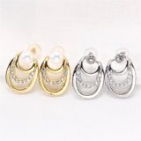Geometric Circular Zircon Earrings, 14k Coated S925 Silver Needle