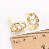 Geometric Circular Zircon Earrings, 14k Coated S925 Silver Needle