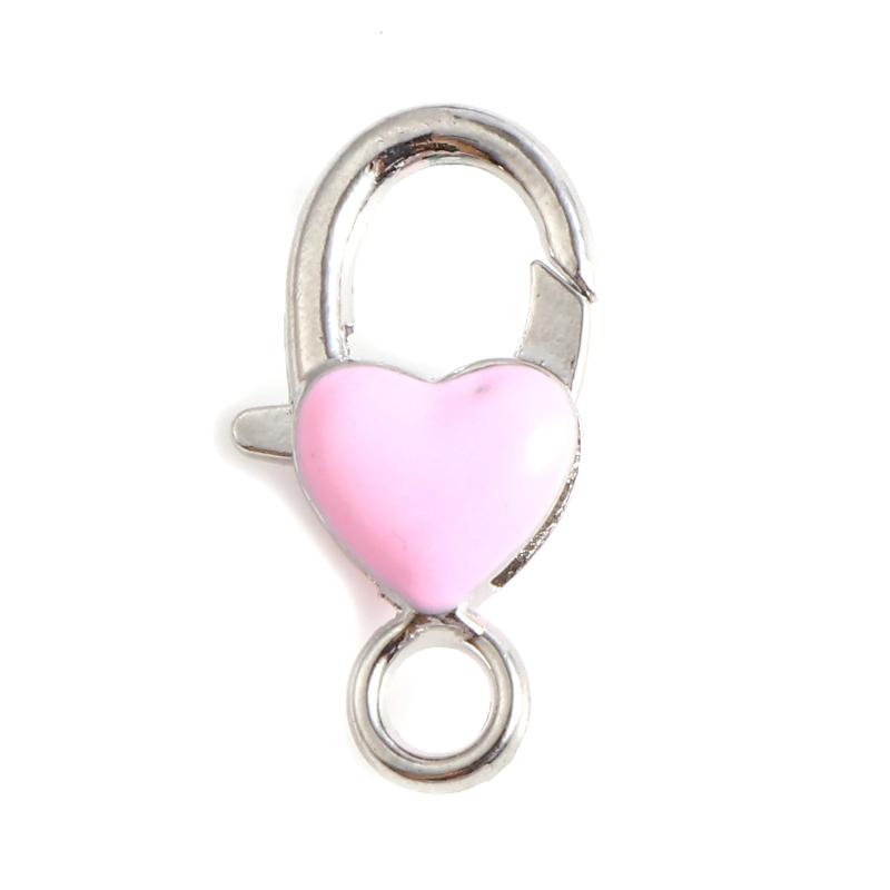 Enamel Heart Metal Lobster Clasp Findings Silver Hooks for Necklace Bracelet DIY