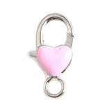 Enamel Heart Metal Lobster Clasp Findings Silver Hooks for Necklace Bracelet DIY