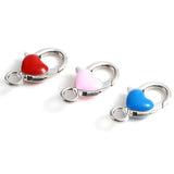 Enamel Heart Metal Lobster Clasp Findings Silver Hooks for Necklace Bracelet DIY