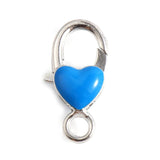 Enamel Heart Metal Lobster Clasp Findings Silver Hooks for Necklace Bracelet DIY