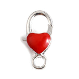Enamel Heart Metal Lobster Clasp Findings Silver Hooks for Necklace Bracelet DIY