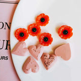 Acrylic Plastic Heart Flower Earring Pendant 6pcs