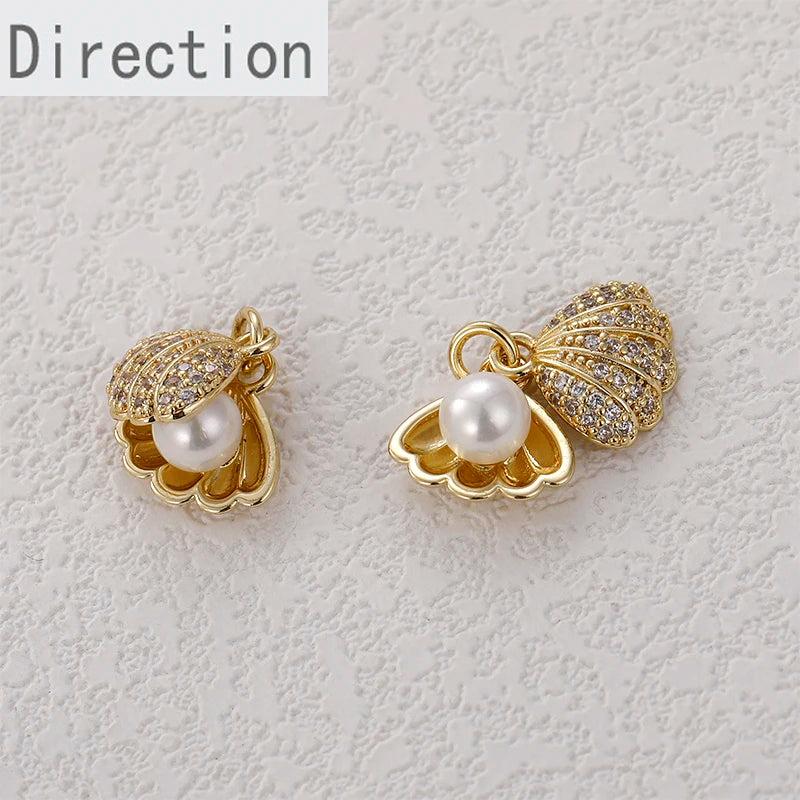 14k Pearl Micro-Inlaid Zircon Shell Pendant
