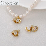 14k Pearl Micro-Inlaid Zircon Shell Pendant