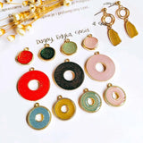 Enamel Alloy Round Pendant Earring Components for DIY Jewelry