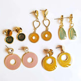 Enamel Alloy Round Pendant Earring Components for DIY Jewelry