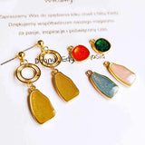 Enamel Alloy Round Pendant Earring Components for DIY Jewelry