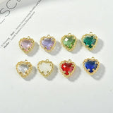 Crooked Heart Crystal Pendant Ear Stud Necklace Ornament 2pcs