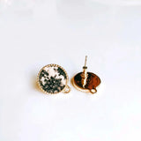 Round Wool Stuff Stud Earring Pendant Necklace Supplies KP2094