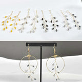 Hand-made Copper Winding Crystal Beads Branches Fairy Earrings