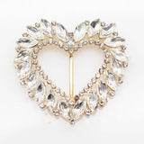 2pcs Heart Shaped Alloy Shoe Buckle Rhinestone Slide Decorative Metal Accessorie