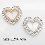 2pcs Heart Shaped Alloy Shoe Buckle Rhinestone Slide Decorative Metal Accessorie