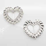 2pcs Heart Shaped Alloy Shoe Buckle Rhinestone Slide Decorative Metal Accessorie