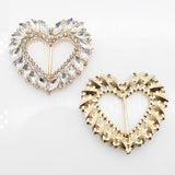 2pcs Heart Shaped Alloy Shoe Buckle Rhinestone Slide Decorative Metal Accessorie
